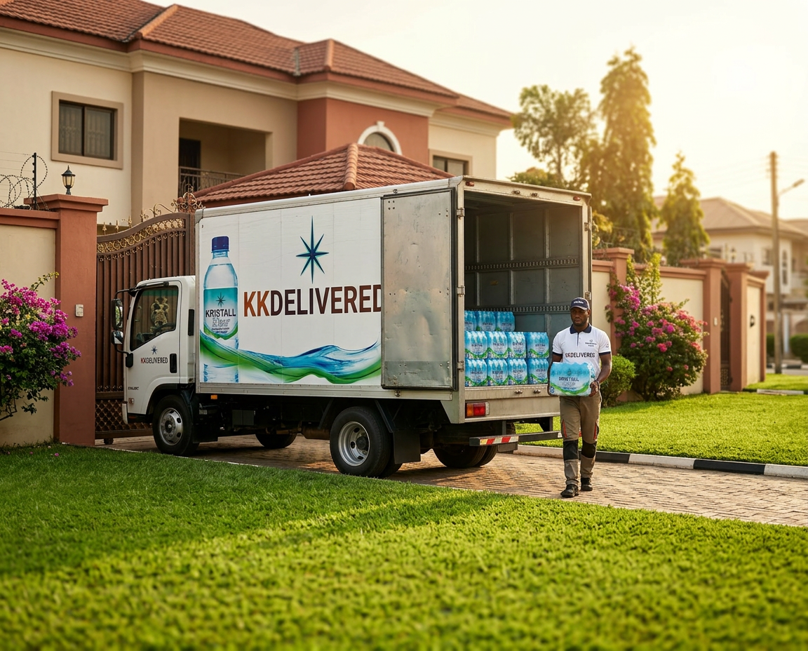 Branded FactoryLink™ delivery truck in transit on the route from the factory to a customer's home.
